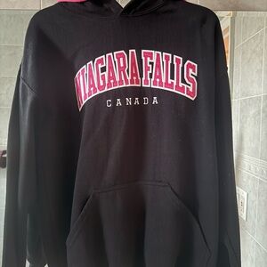Classic Black Hoodie with Pink Niagara Falls Canada Design